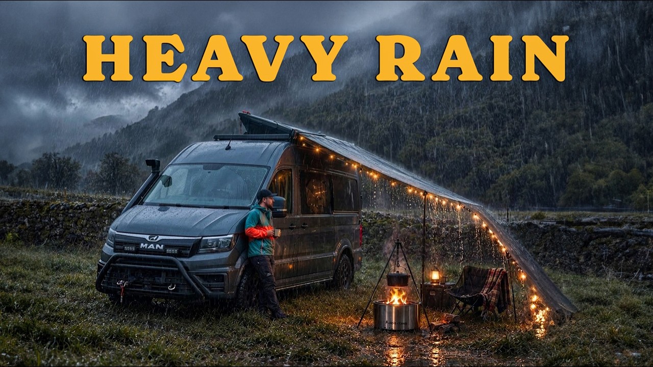 Solo Rain Camping | Campfire Cooking