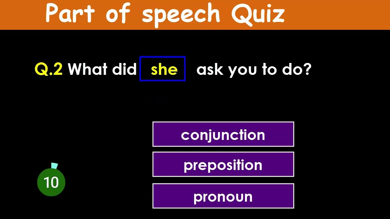 part of speech quiz with answer
