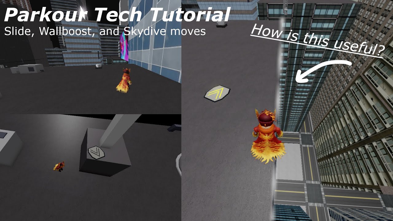 Roblox Parkour Tech Tutorial (Slide, Skydive, Wallboost) (Outdated)