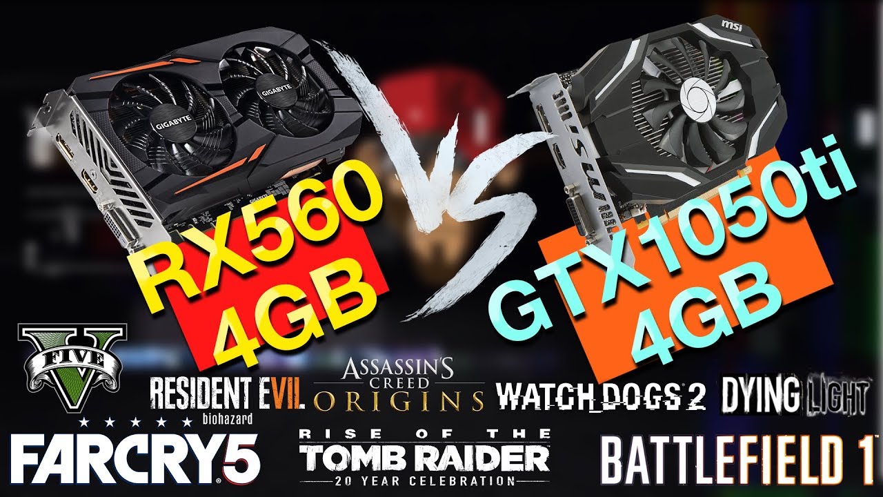 GTX 1050 ti 4gb vs RX 560 4gb тесты в играх