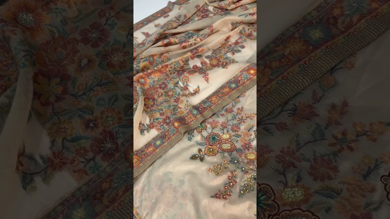 Luxury kani silk hand embroidered suits wedding wear collection 