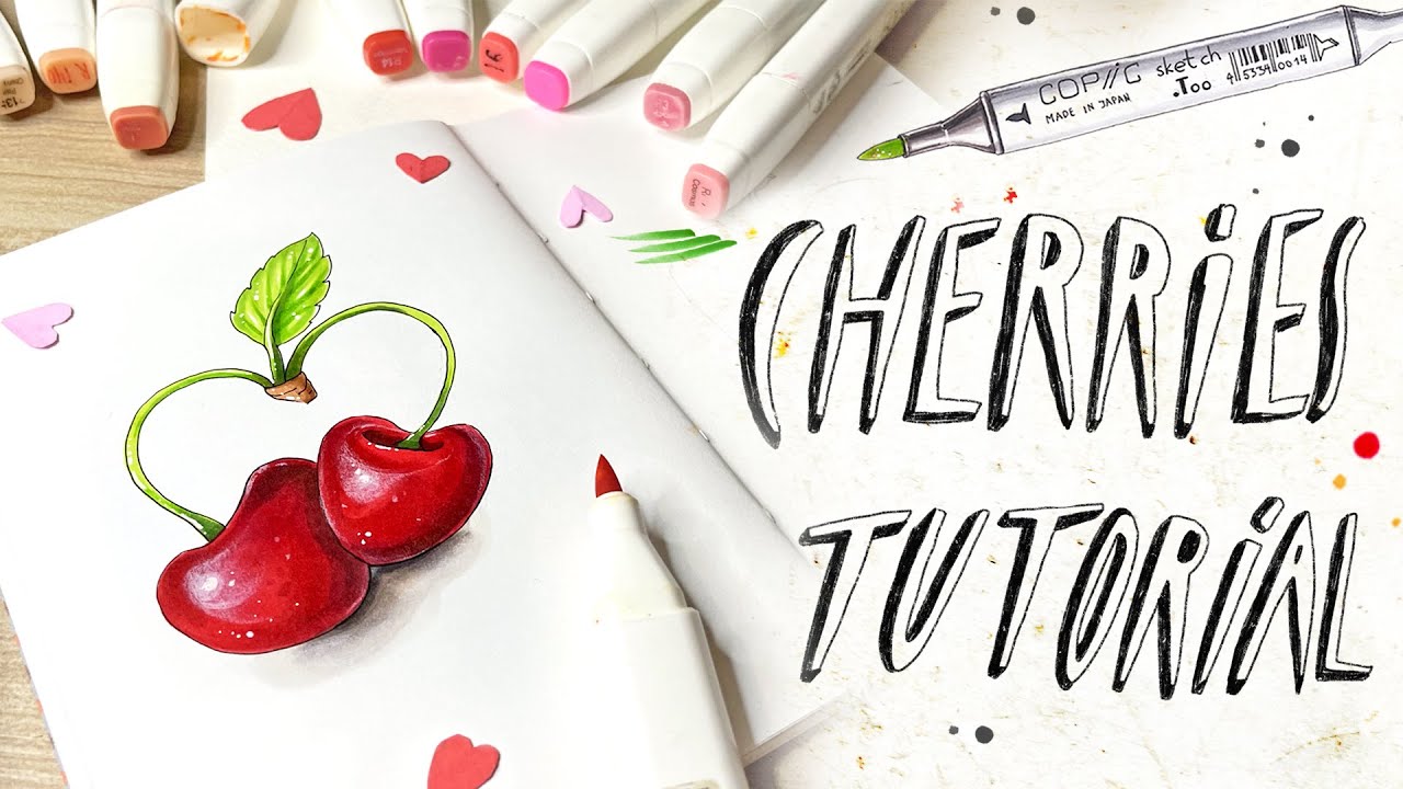Step by Step Guide to Drawing Cherries with Markers | TUTORIAL for BEGINNERS