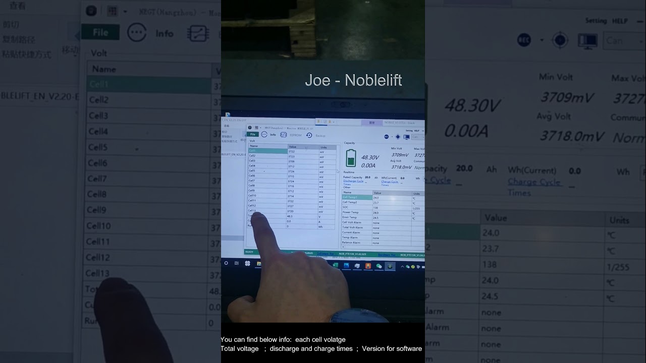 Noblelift Service - PTE15N  PTE20N  - How to use software to check battery?