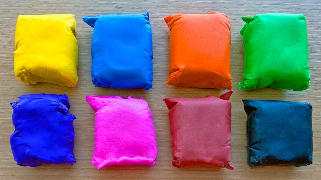 Satisfying ASMR Sound from MIxing 8 Color Clay