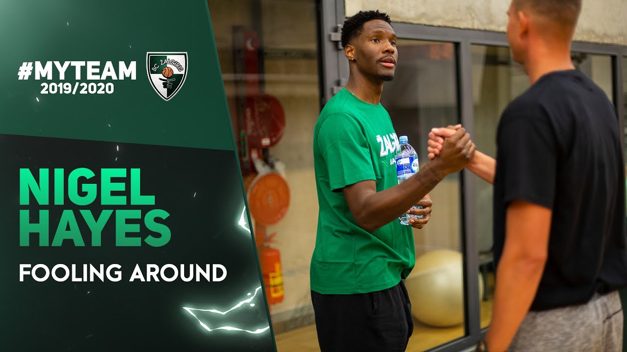 Nigel Hayes fooling around during his first look at Zalgiris