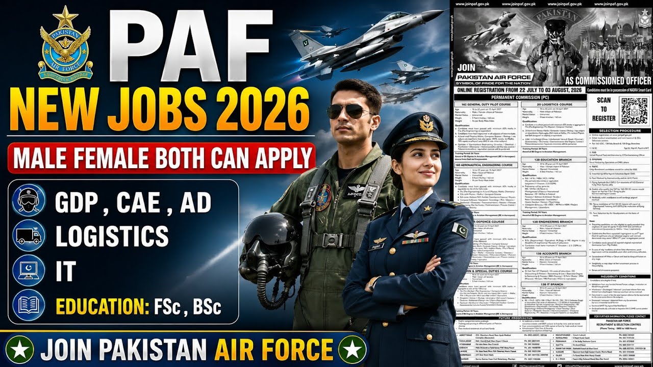  PAF New Jobs 2026 | Complete Eligibility Criteria for GDP, Air Defense, Logistics, IT, & CAE! 