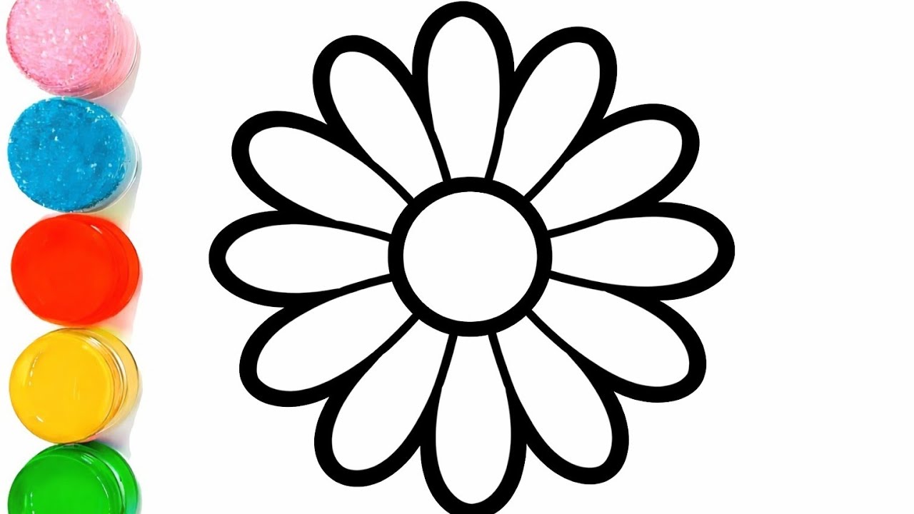 How to Draw a Cute Flower 🌸 | Colouring Flower Pot Drawing for Kids