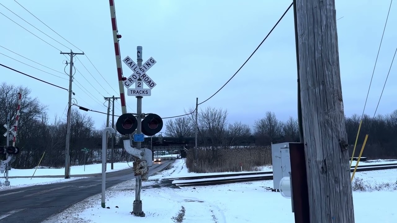 Norfolk Southern going to Cleveland Ohio crossing over diamond Street bridge in Ravenna Ohio 