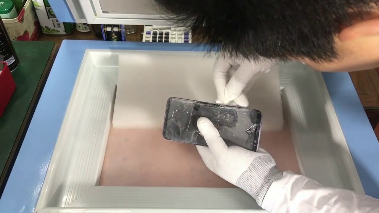 Samsung s8 lcd glue touch screen separated by TBK-588 180 degree frozen lcd screnn separator machine