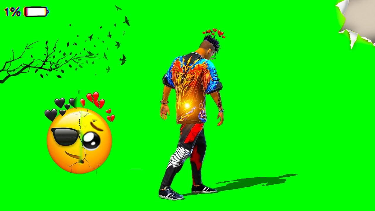 Sad emote❤ free fire 🔥Green Screen🌿🥀 video || ob36 new emote || Green Screen [ Non Copyright ]