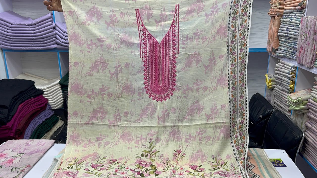 New Lawn Printed 3pc Suits 💖 Embroidered Neck Design 💖