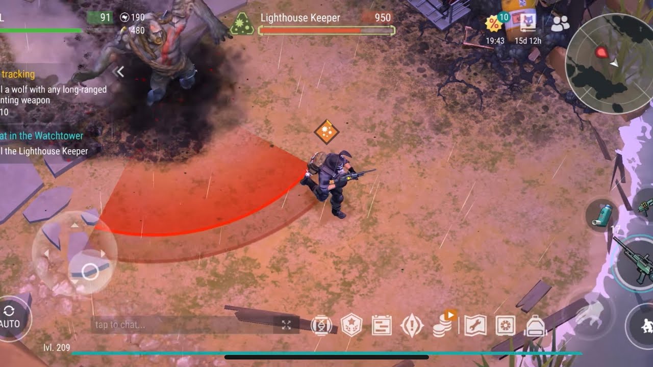 Easy way to defeat light keeper at watchtower in island region at Last Day on Earth