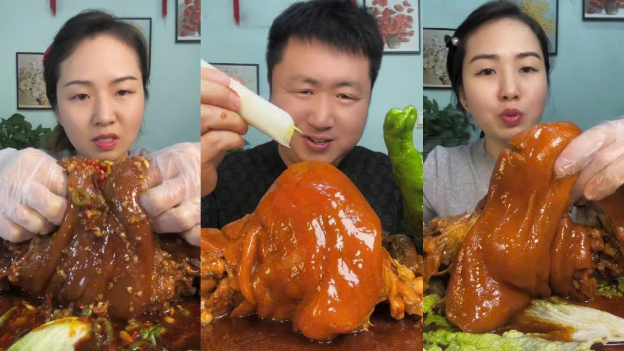 Yang Zai's 2025 Eating Braised Pork Elbow Three Videos, It Feels Great to Eat a Big Piece of Meat
