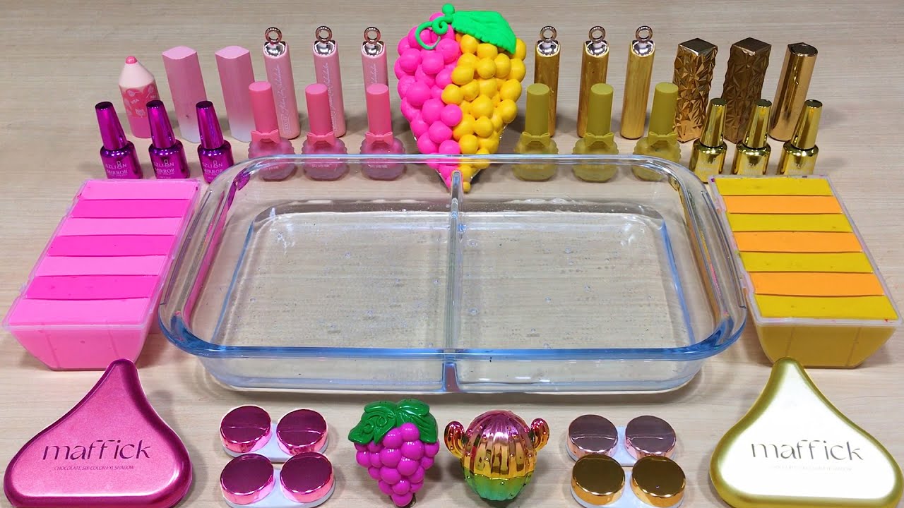 GRAPE vs CACTUS!! Mixing Makeup and Clay into CLEAR Slime!! Satisfying Video
