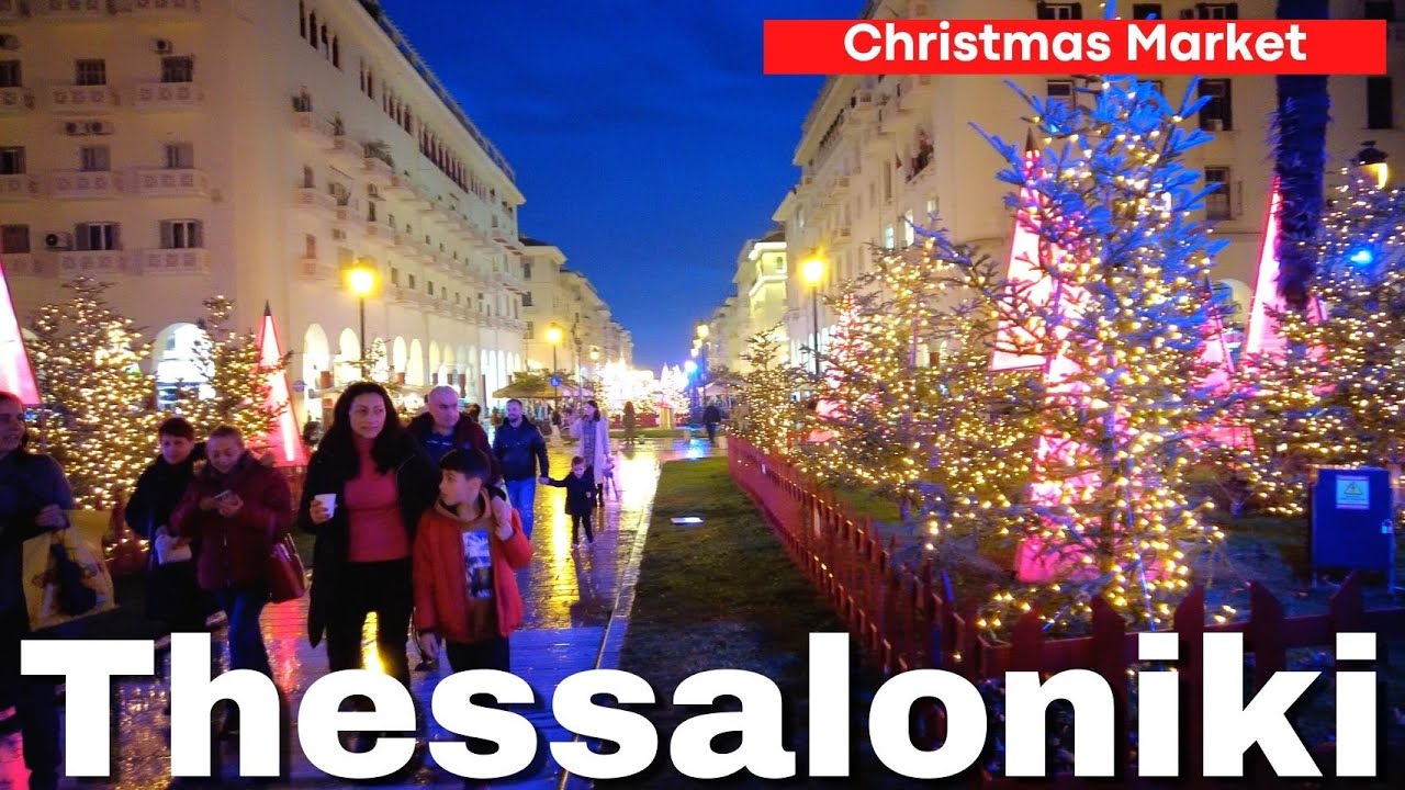 Thessaloniki 🇬🇷 Christmas market makes an already beautiful city even more beautiful. 4KWalking tour