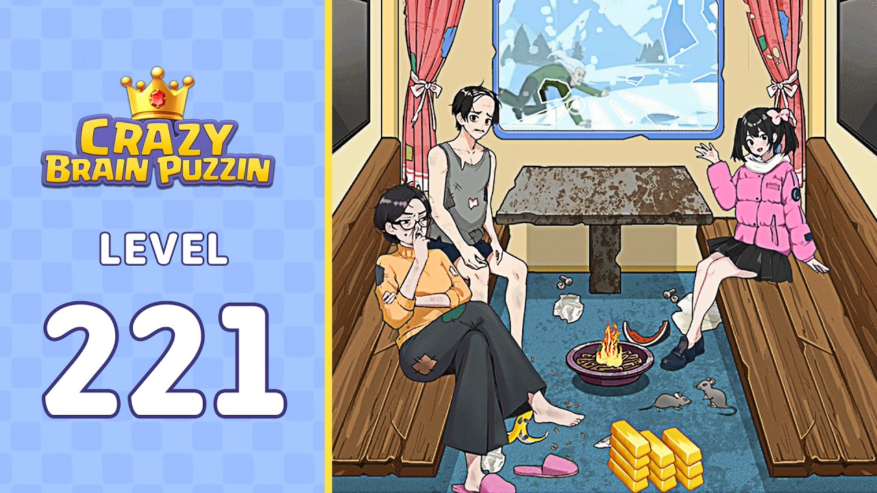 Crazy Brain Puzzle Level 221 Snow Country Train | Complete Walkthrough & Solutions! 🎯