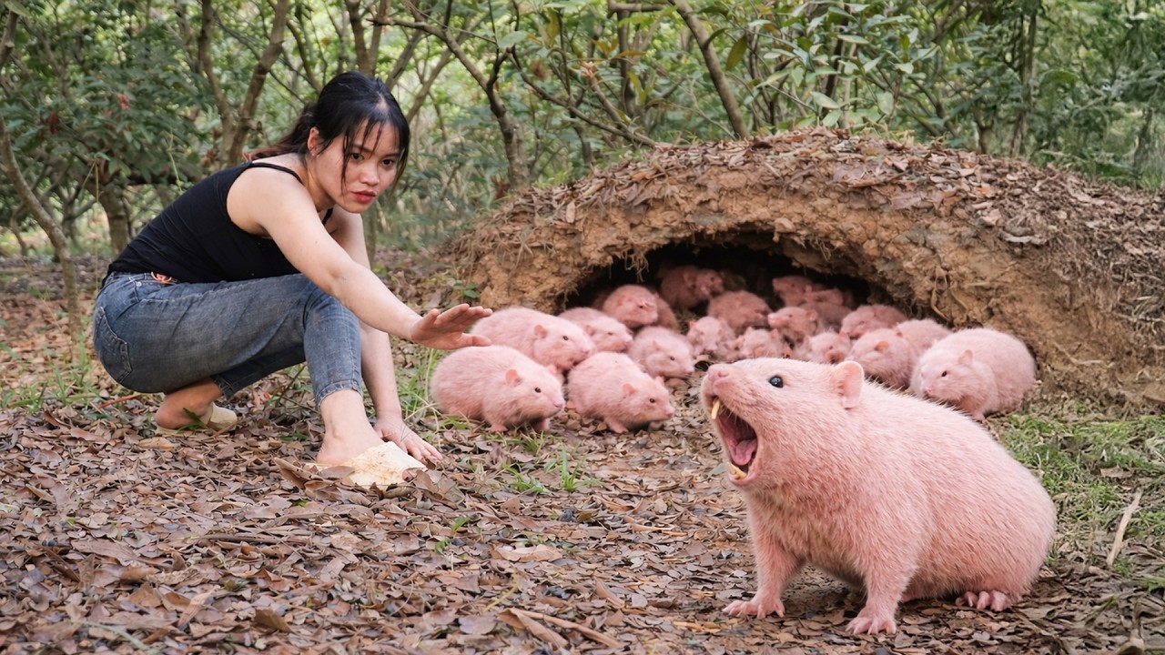 72 Hours Hunting Bamboo Rats in the Jungle — Facing 1000+ Rats While Harvesting Wild Bananas! 😱