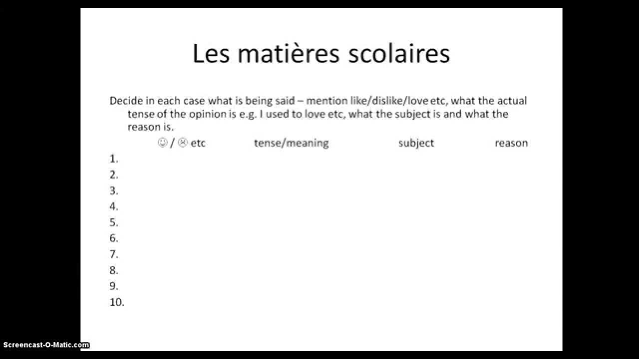 French school subjects - les mati&egrave;res scolaires extended listening video