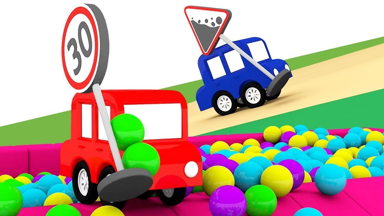 Die 4 kleinen Autos - Wir lernen die Verkehrsschilder - Lehrreicher Zeichentrick für kleine Kinder