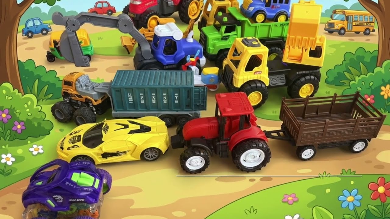 Ultimate Toy Vehicle Ramp Jump! 🚜 Construction Trucks, Tractors & Monster Trucks