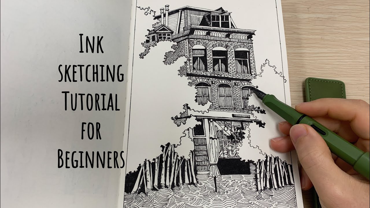 Ink sketching and illustration by fountain pen | tutorial for beginners