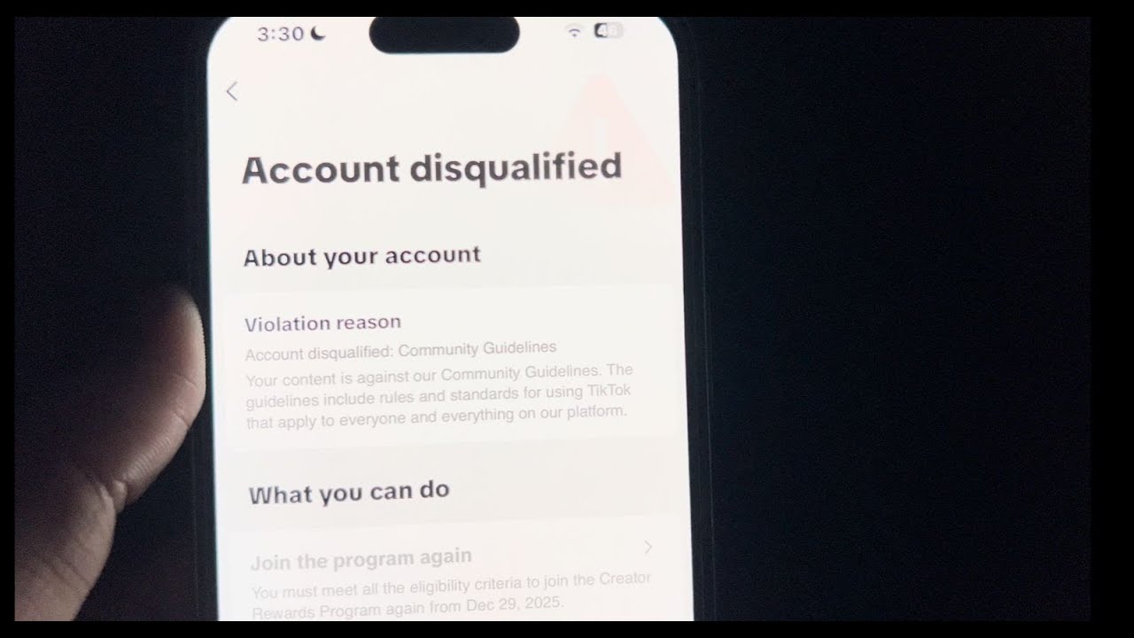 Tiktok Account Disqualifed Due To Community Guideliness From Creator Reward Program