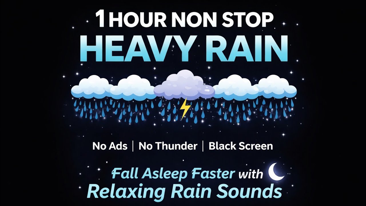 Rain sound For Sleeping 1 Hours Black Screen 