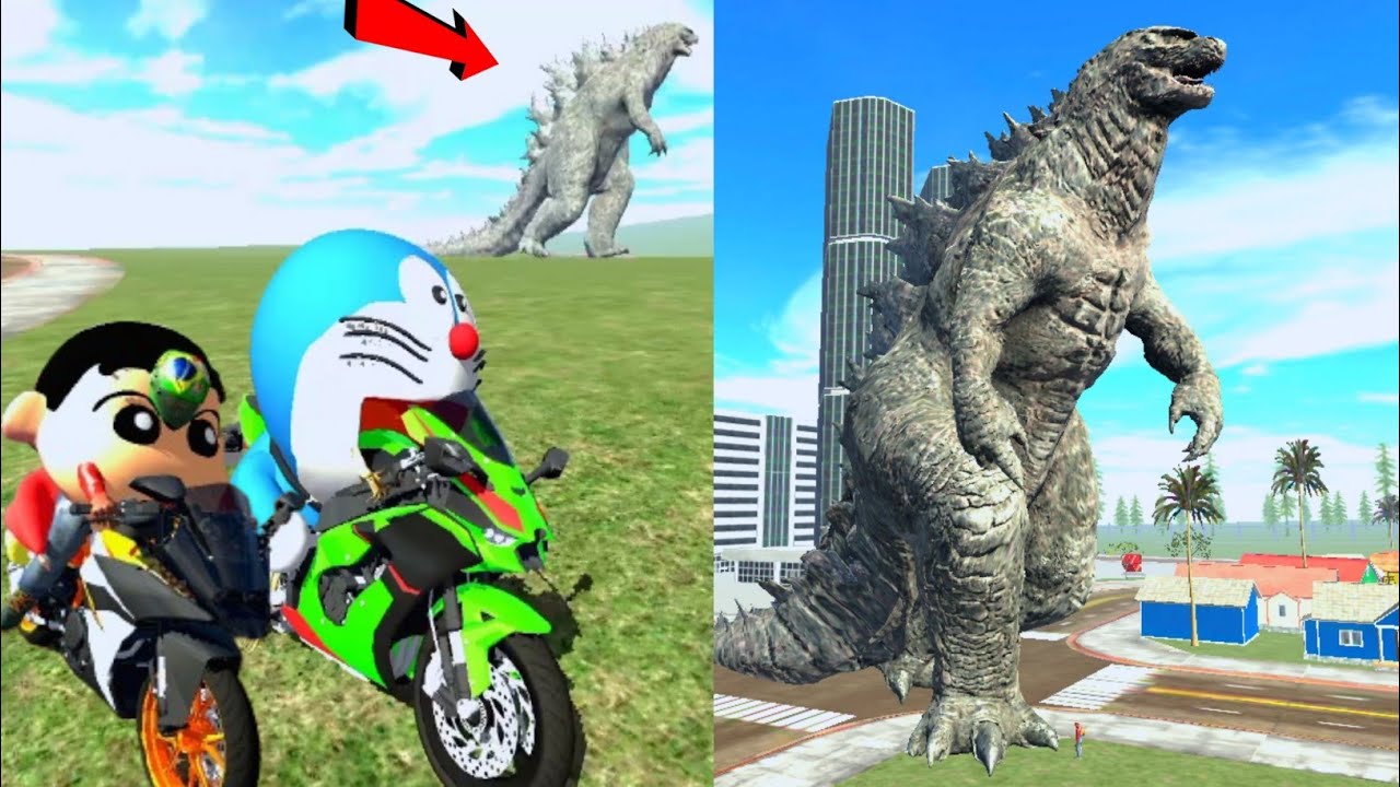 💥Godzilla Attacked Shinchan And Doraemon - Android Gameplay 🇮🇳 Indian Bike Driving 3D 