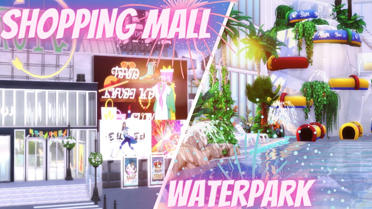 SIMS 4 SHOPPING MALL + INDOOR WATER PARK | WEST EDMONTON MALL | NO CC | Stop Motion Speed Build