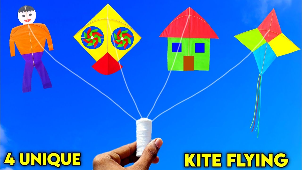 4 Unique kite flying , how to make kite , patang kese banate hai , patang bazi , new type of kite