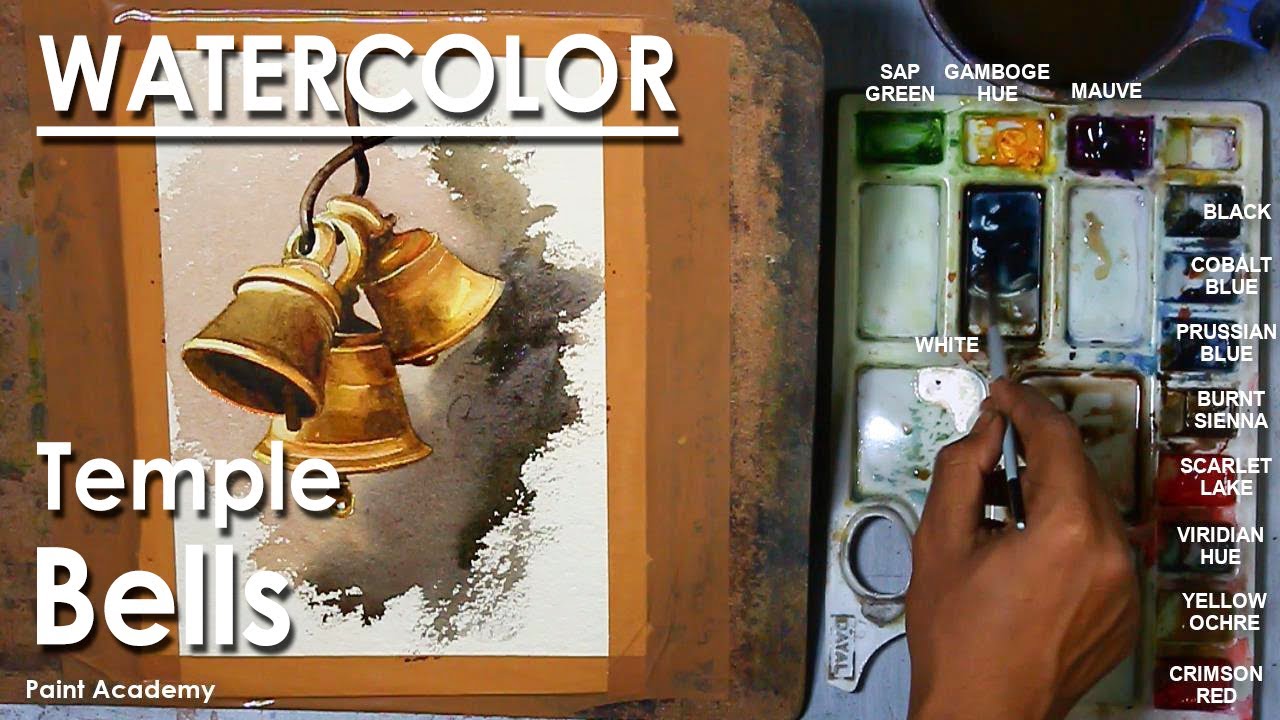 Watercolor Painting : Rusty Temple bells