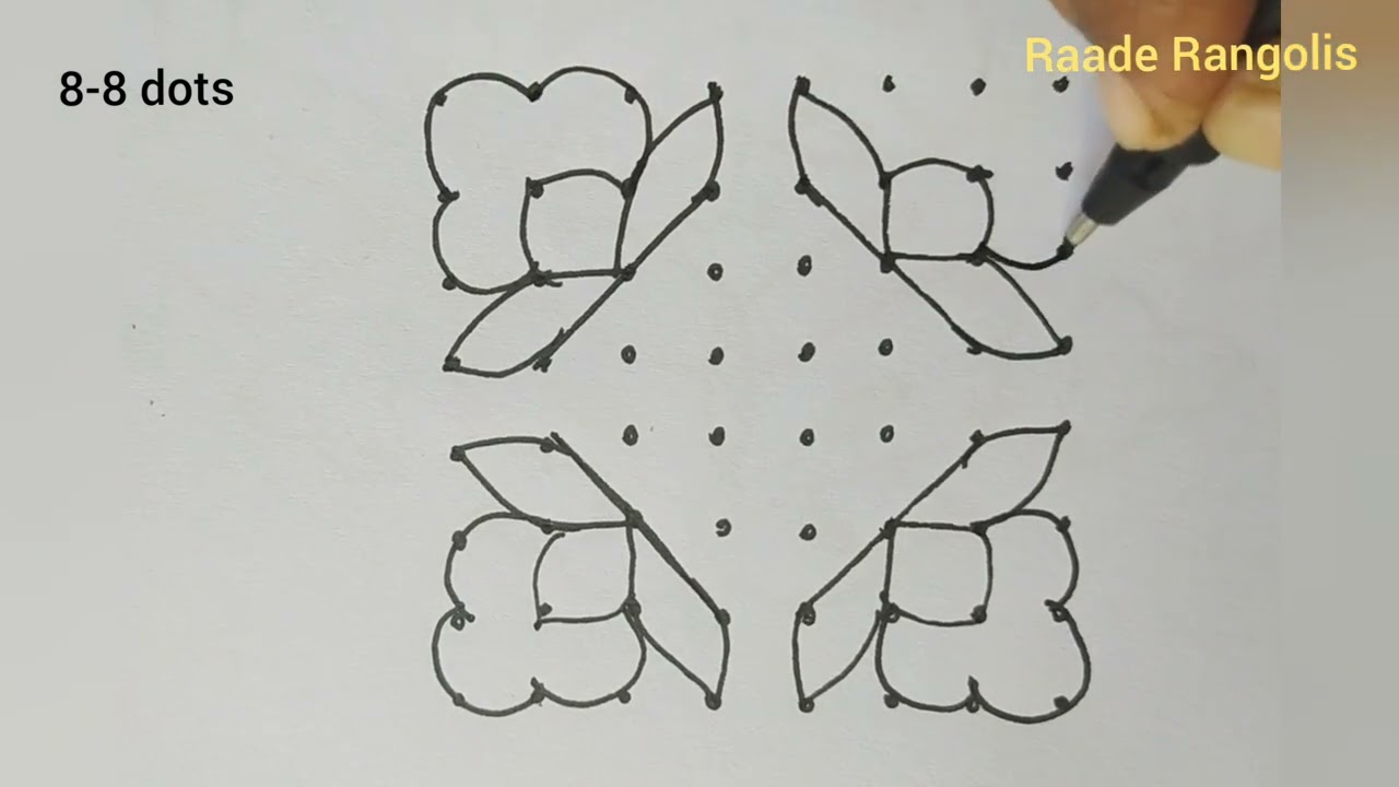 Beginners 8 to 8 dots rangoli designs | 8 pulli kolam collections | chukkala muggulu Easy