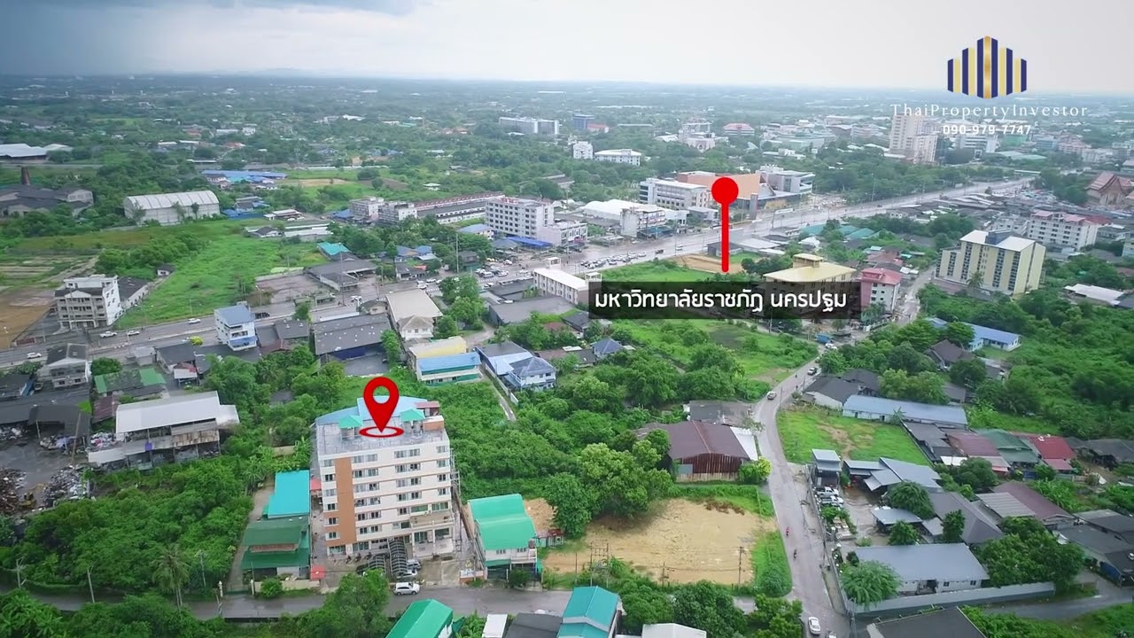 ขายหอพัก ใกล้ 2 มหาลัยดัง ย่านนครปฐม 7 ชั้น สภาพใหม่ ทำเลดี 1-1-59 ไร่ พร้อมสระว่ายน้ำขนาดใหญ่
