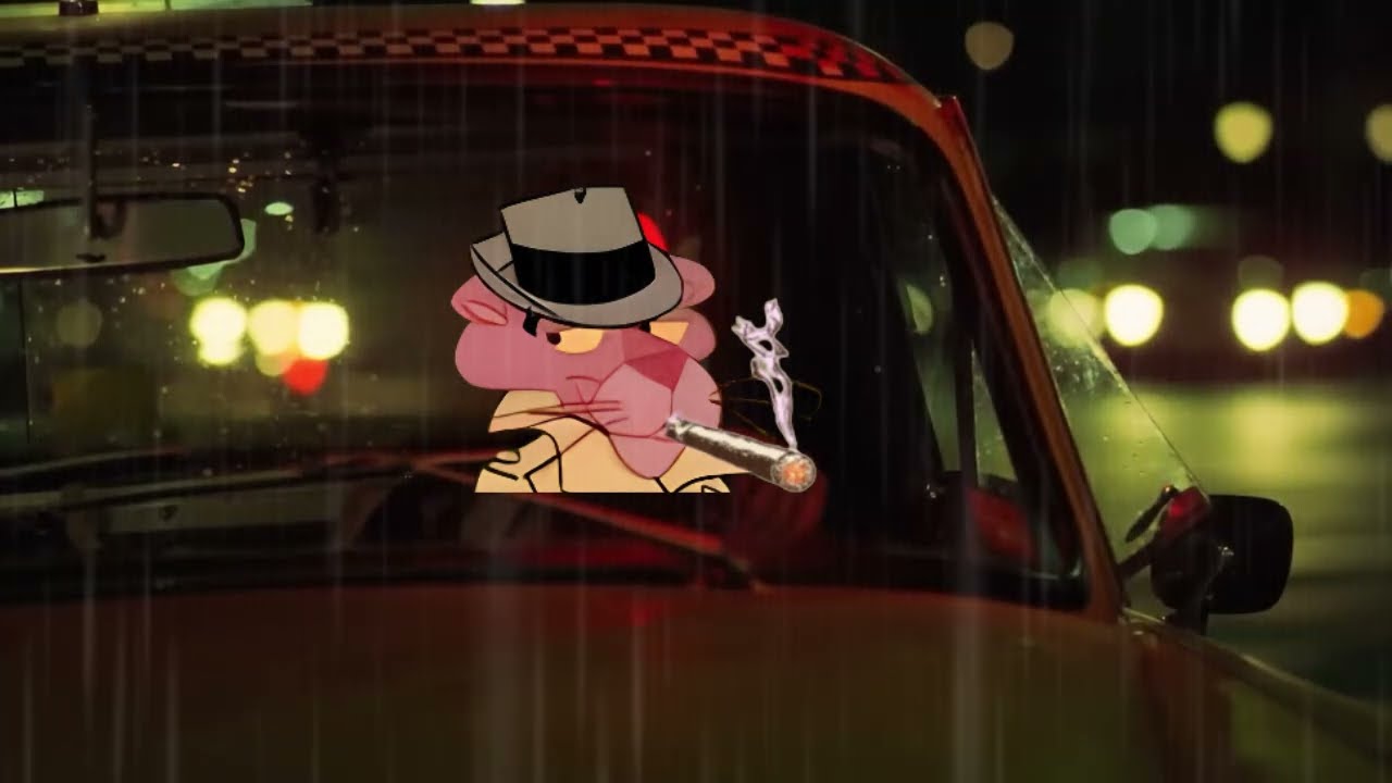 🌙🚖 Panther's jazz taxi: late night drive 🎶🌧️