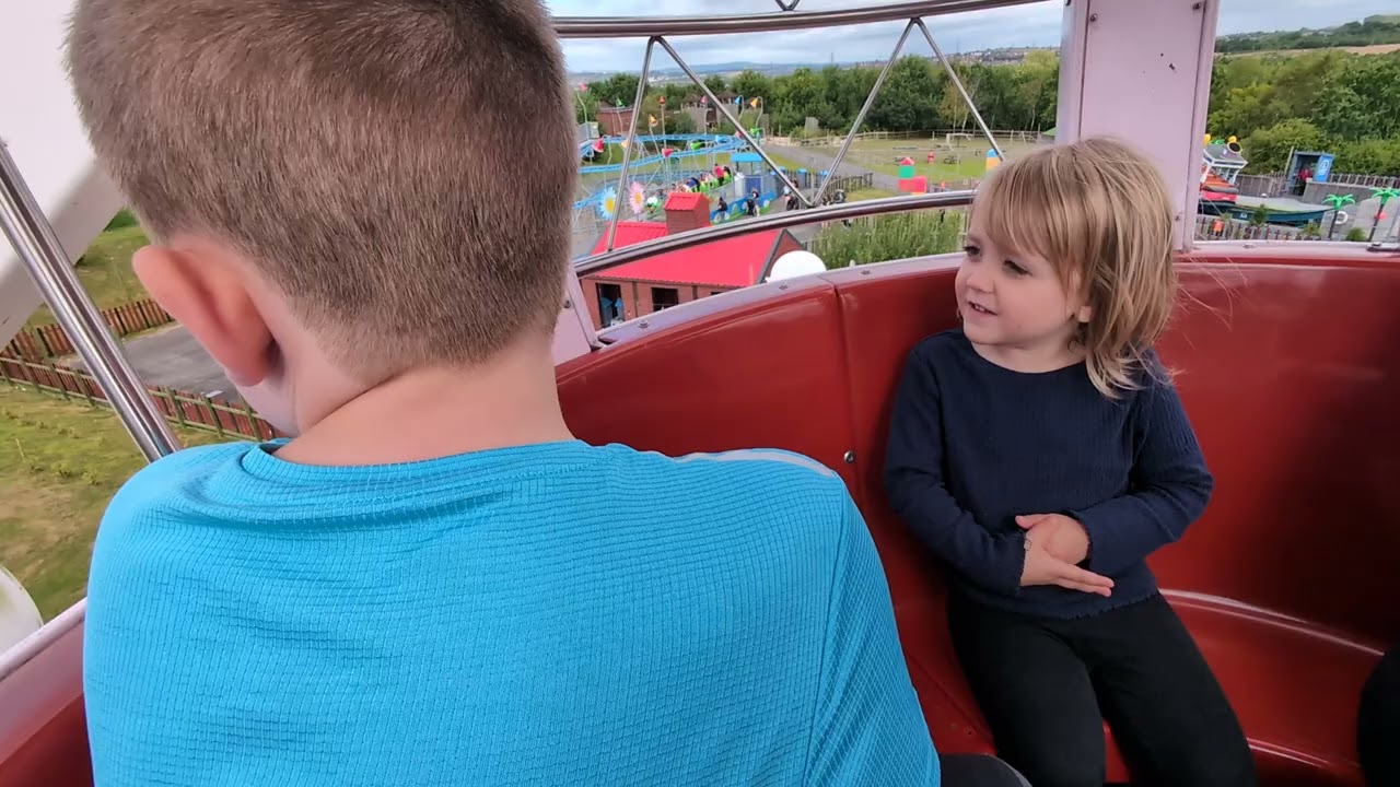 Linc and Alana on the Balloon ride at Gulliver's Valley