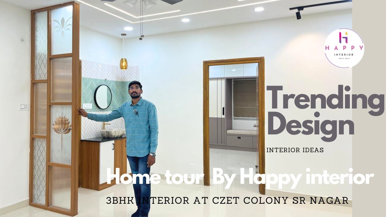 3bhk Unique & Modern interior design home tour by Happy interior Mobile: 9989671020 , 9000211137