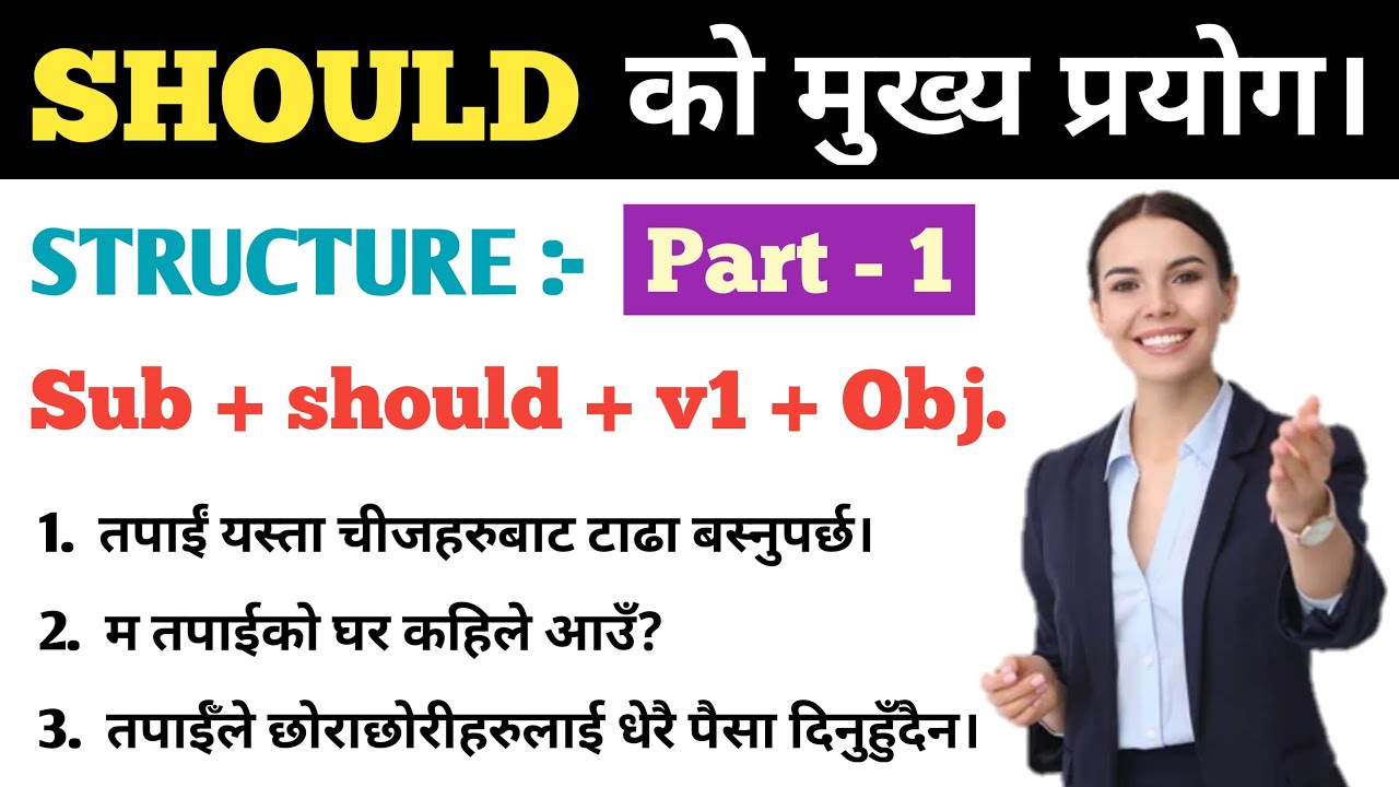 Use of Should in English Grammar || PART -- 1 || Basic Class For Beginners || English Sadhana