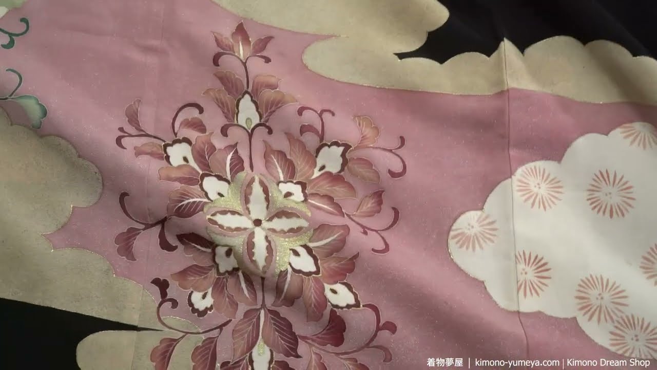 1960s Silk Abstract Tomesode - Traditional Vintage Japanese Women's Kimono - Hand-Painted Yuzen