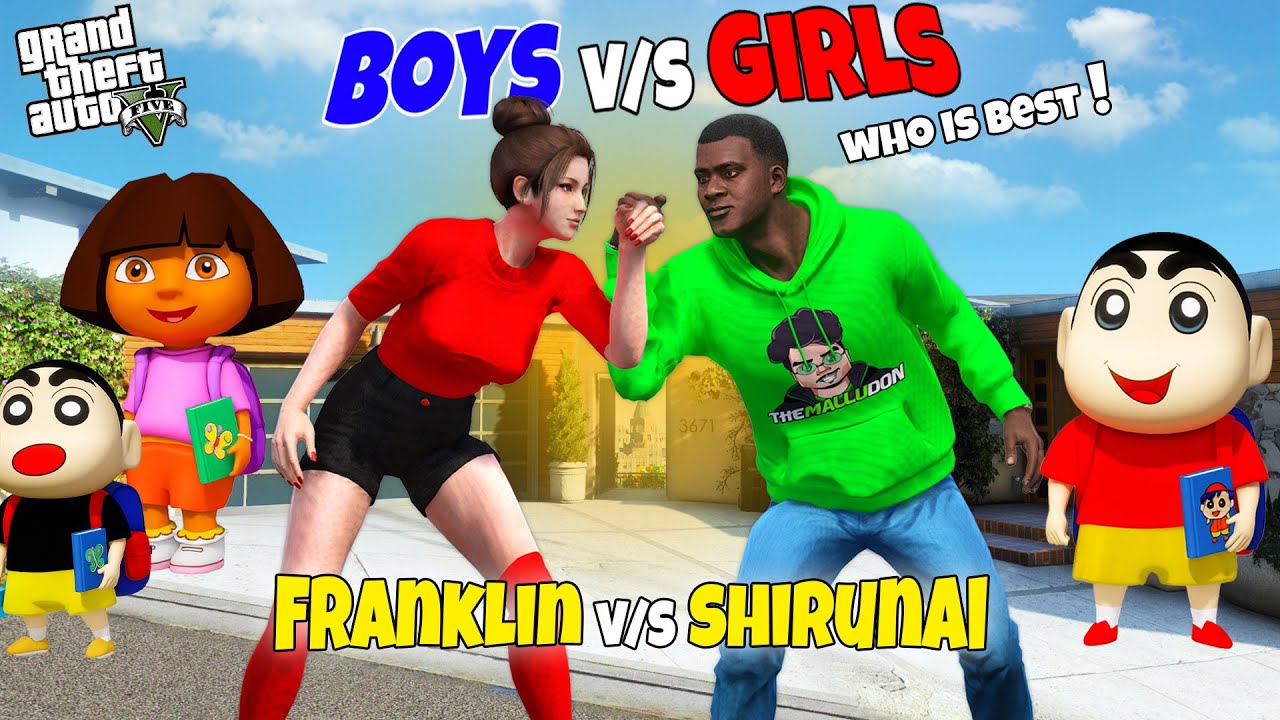 Franklin vs Shiranui – Boys vs Girls Challenge! 🔥 Red Team vs Blue Team | GTA 5 Malayalam