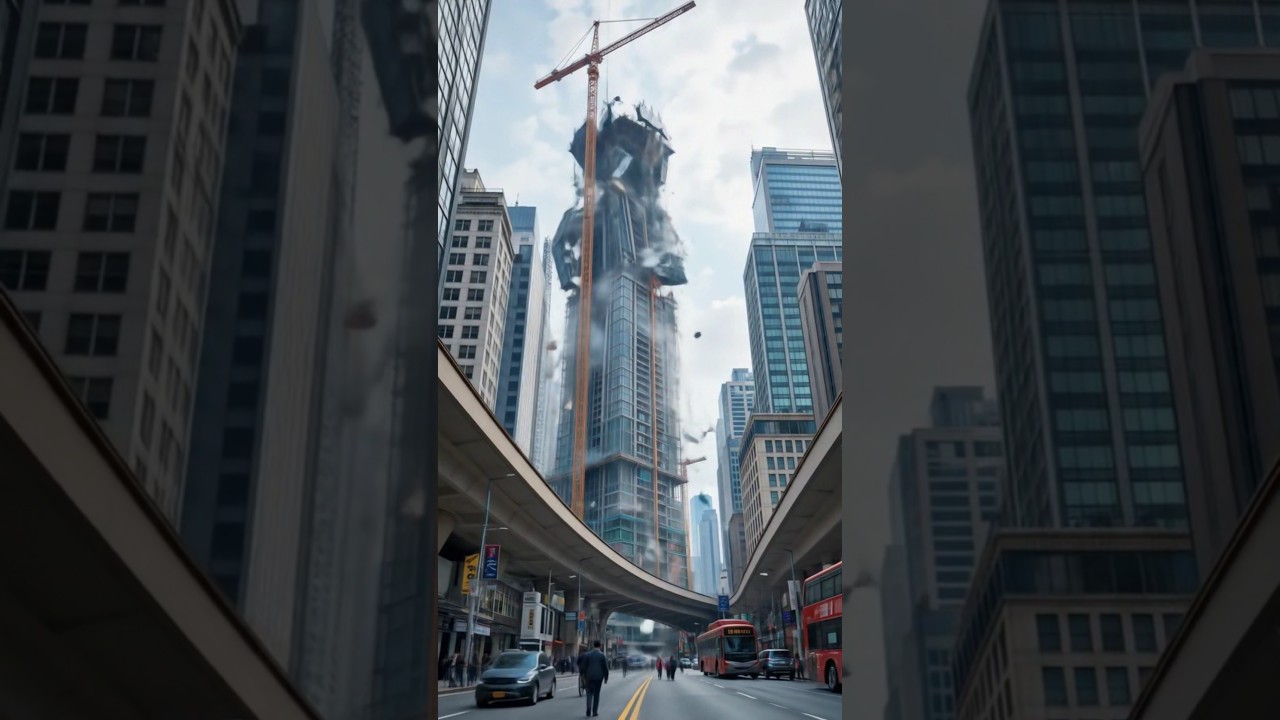 They never saw it coming... 💥😱 #ShockingCollapse #UrbanDisaster #CaughtOnCamera #4KDrama 🏙️🚨 #crash