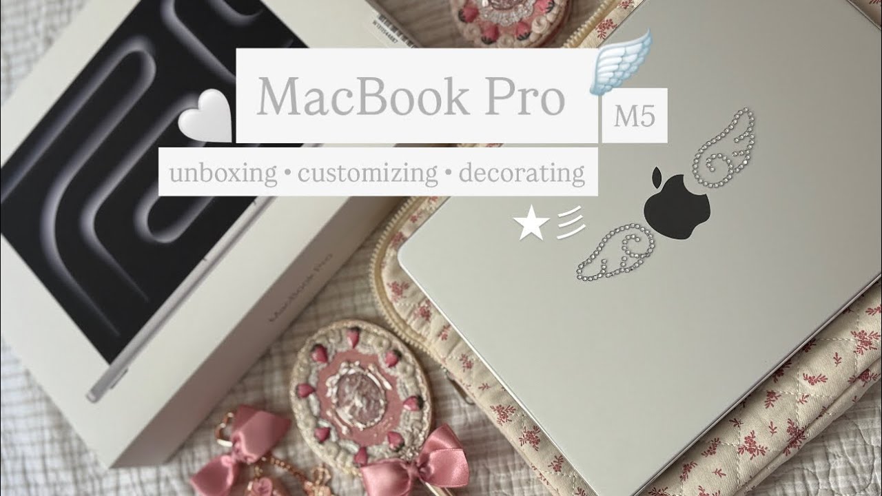 MacBook Pro M5/ 14-inch unboxing & aesthetic customizing ʕ•ᴥ•ʔ ♡