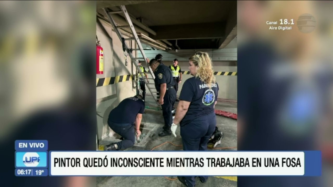 Pintor quedó inconsiente mientras trabajaba en una fosa