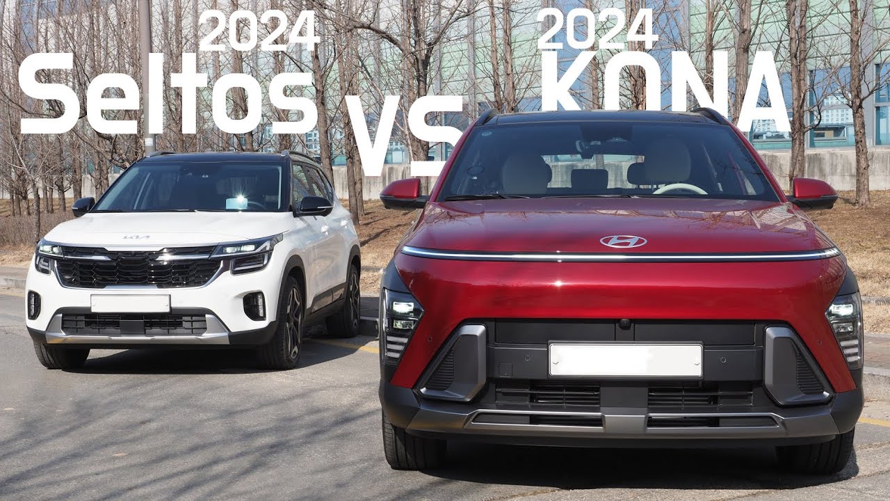 Hyundai KONA 2024 года против Kia Seltos 2024 года.