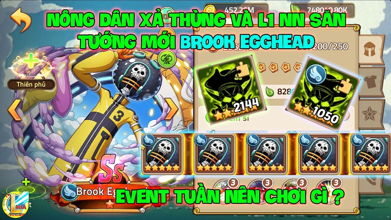 Huyền Thoại Hải Tặc- NÔNG DÂN Xả Thùng Và L1 NN Săn Tướng Mới BROOK EGGHEAD, Event Tuần Nên Chơi Gì?