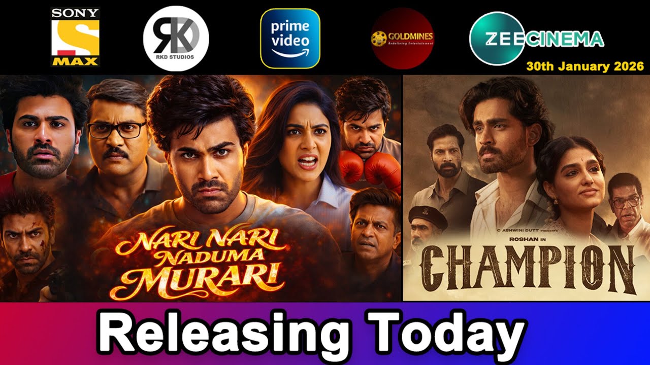 3 New South Hindi Dubbed Movies Releasing Today | Champion, Nari Nari Naduma Mur | 29th January 2026