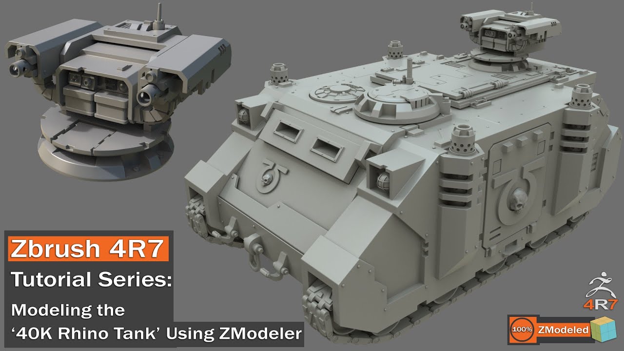 Zbrush 4r7 - Zmodeler Tutorial Series '40K Rhino Tank' Part 2