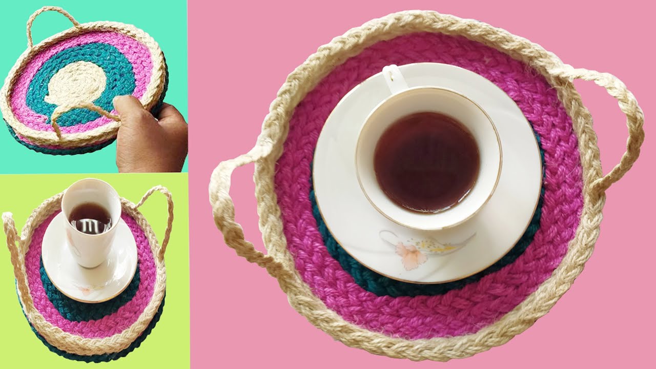 beautiful serving tray/how to make serving tray with jute and cardboard/dinning teble décor/tea tray