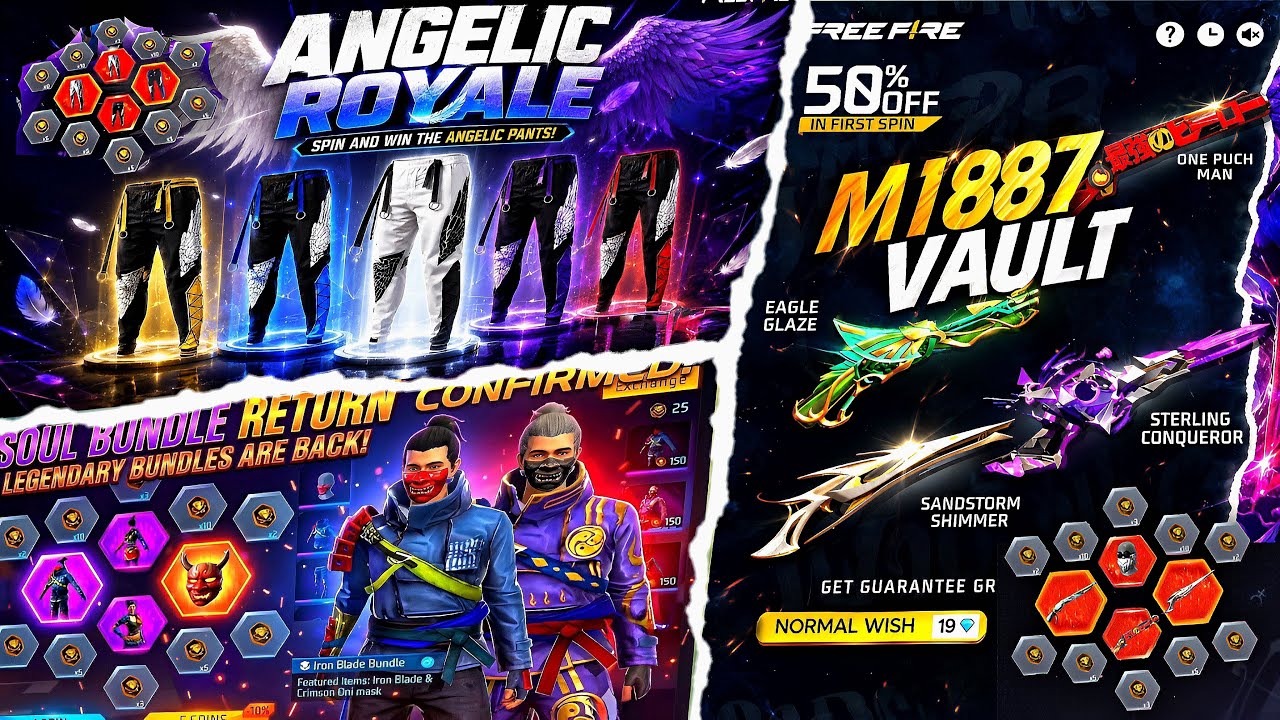 All M1887 Skin Return🤯💥 | Angelic Pant & White Choti Return | Free Fire New Event | Ff New Event