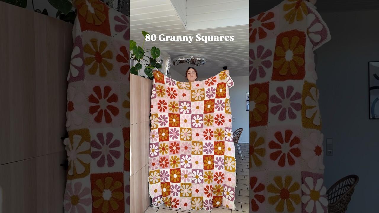 My GIANT Granny Square Blanket is finally done 🌼 #grannysquareblanket