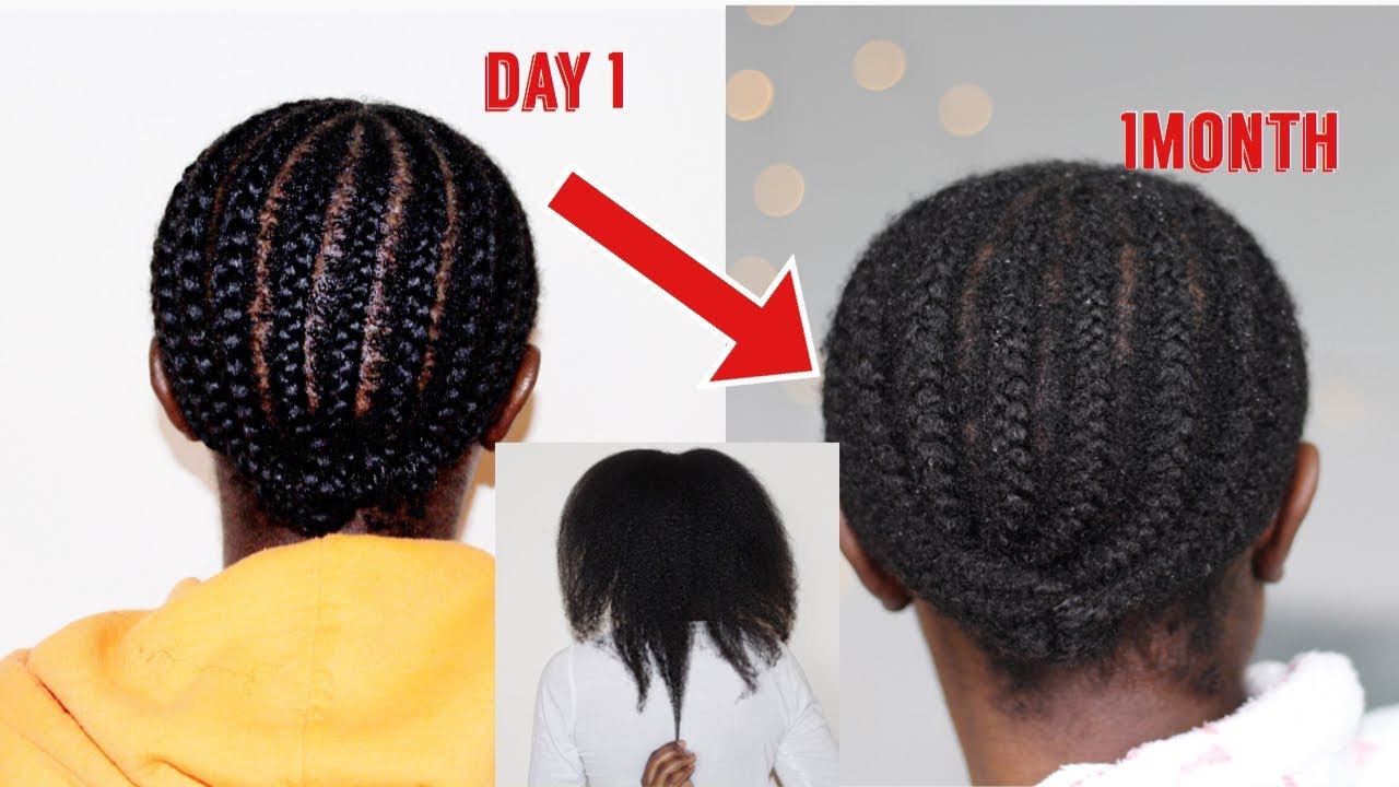 TAKING DOWN 1 MONTH OLD CORNROWS | 3 MONTHS HAIR GROWTH CHALLENGE